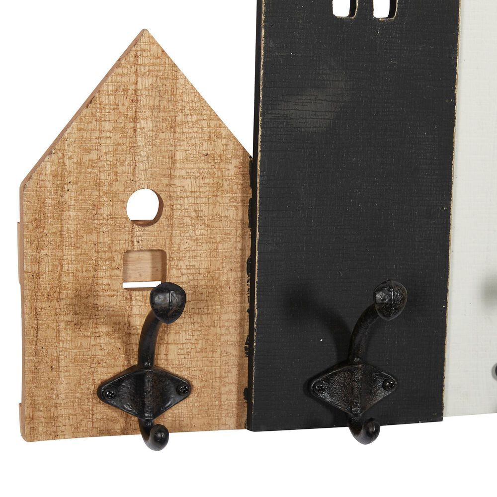 Maple and Jade 22&quot; x 12&quot; Wall Hook in Natural Brown, Distressed Black and Gray, , large