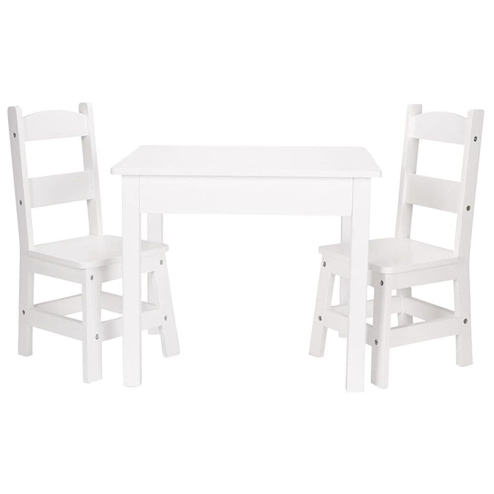Melissa & Doug Wooden Table and 2 Chairs in White, , large