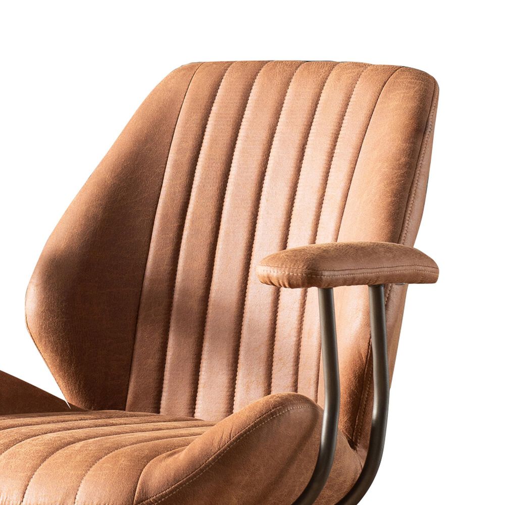 HOMLUX Mid Back Ergonomic Office Chair with Suede Leather in Brown, , large