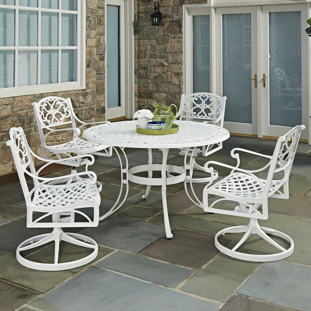 Homestyles Sanibel 48" 5-Piece Dining Set without Cushions in White, , large
