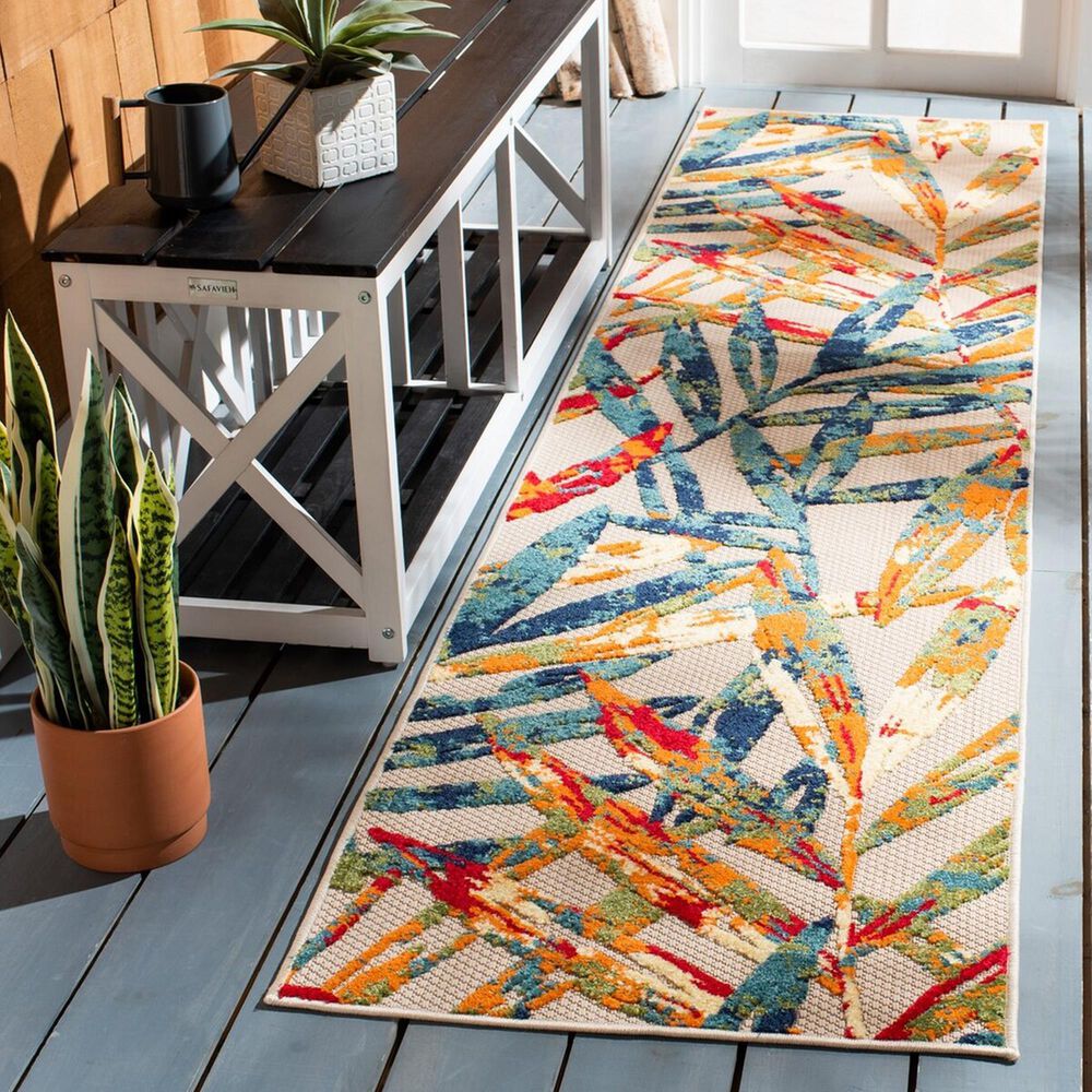 Safavieh Cabana CBN368A 2&#39;2&quot; x 7&#39; Ivory and Navy Indoor/Outdoor Area Performance Rug, , large