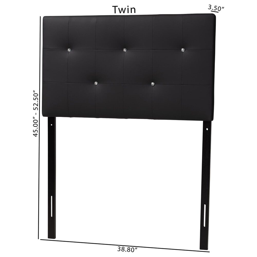 Baxton Studio Kirchem Twin Upholstered Headboard in Black, , large