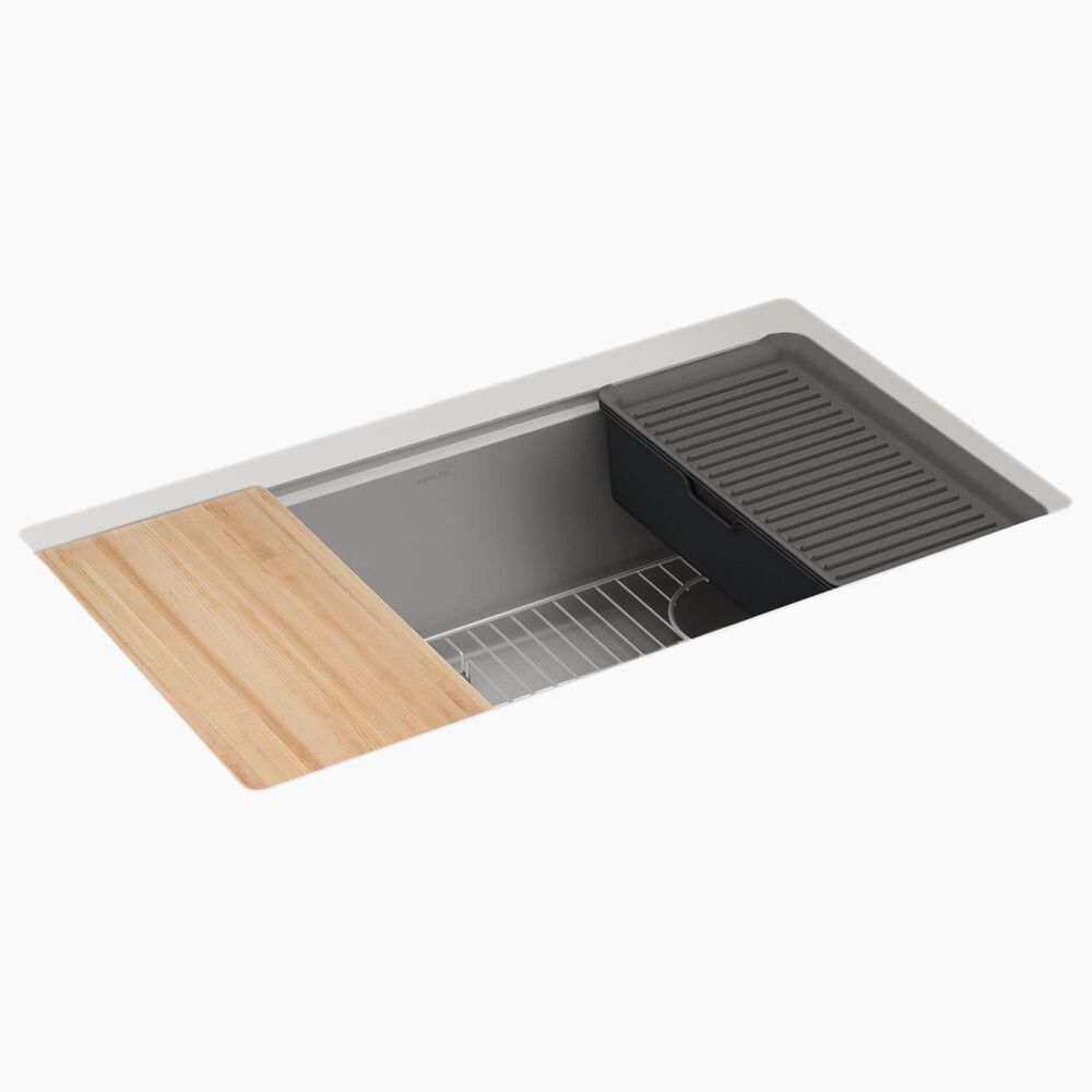 Kohler Billings 32.5" Undermount Single Bowl Workstation Kitchen Sinks in Matte Grey, , large
