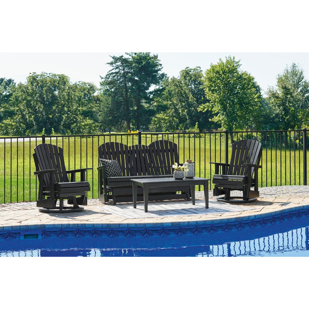 Ashley Hyland Wave Patio Glider Loveseat in Black, , large