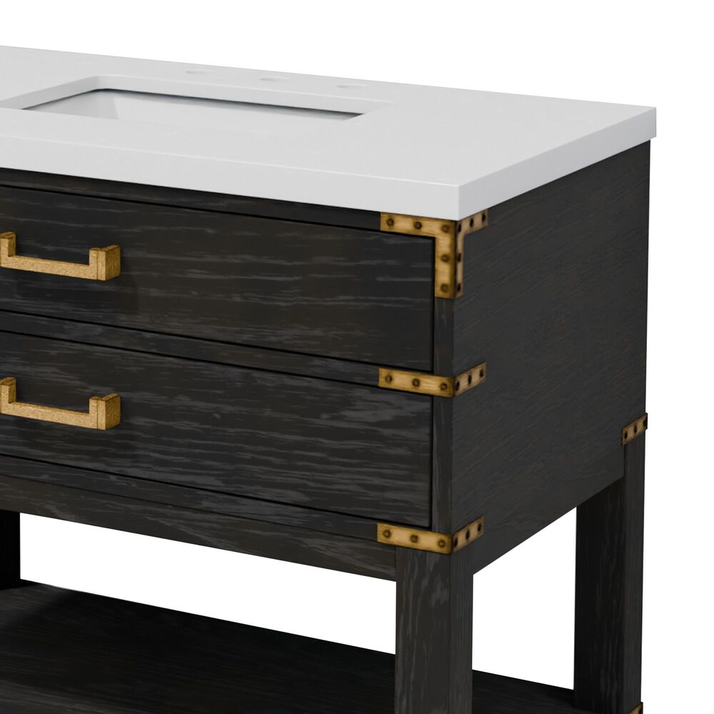 Lexora Home Norwalk 36" Single Bathroom Vanity in Black Oak with White Quartz Top and Rectangular Sink, , large