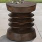 Hearth and Haven Outdoor Round Side Table with Coil-Inspired Pedestal Base in Walnut, , large