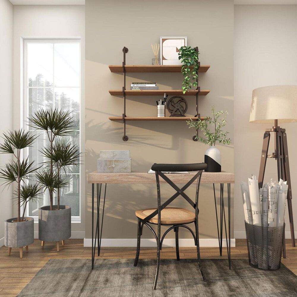 Maple and Jade 38&quot; Wall Shelf in Oiled Brown and Sleek Black, , large