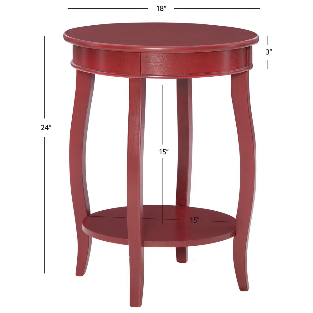 Linon Home Decor Rainbow Round Side Table in Red, , large