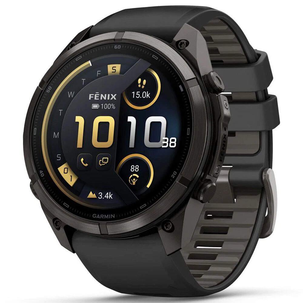 Garmin fenix 9 Pro inReach Smartwatch 51mm Carbon Gray DLC Titanium with Black and Pebble Gray Silicone Band, , large