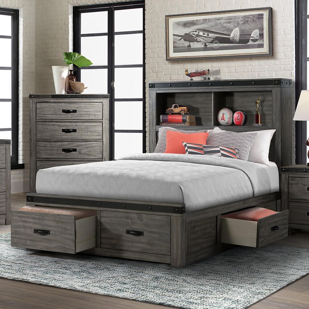 Mayberry Hill Wade Full Storage Bed in Brushed Ash Gray, , large