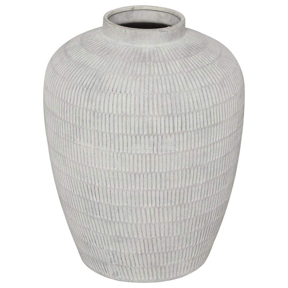 Maple and Jade 19&quot; Decorative Vase with Linear Pattern in Distressed Cream, , large