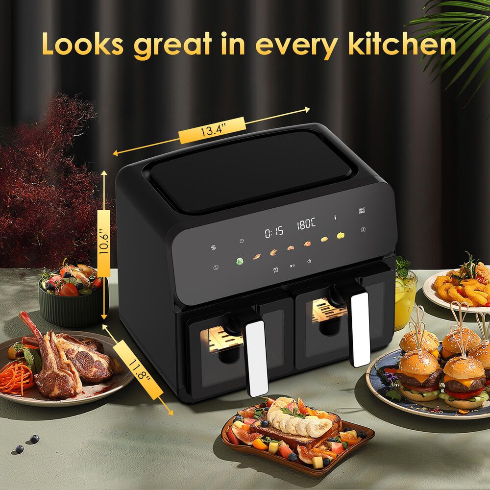 HOMLUX 10 Qt Dual Air Fryer with Easy-View Window in Black, , large