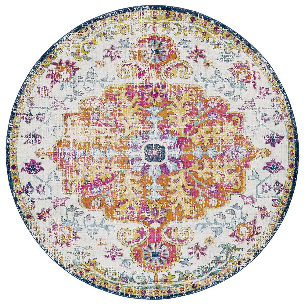 Surya Harput HAP-1000 7"10" Round Saffron and Gray Area Rug, , large