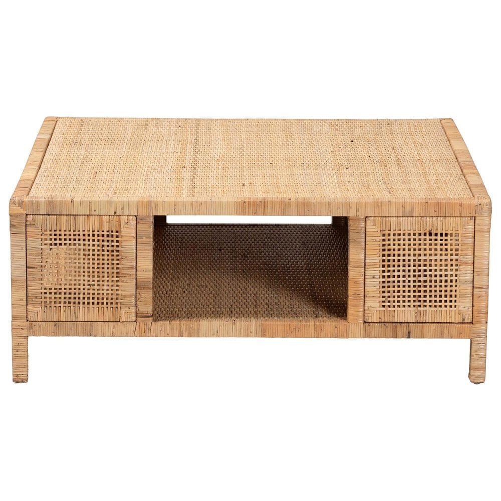 Baxton Studio Kalimantan Square Coffee Table in Light Honey, , large