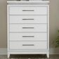 Belle Furnishings Reflections 5-Drawer Chest in Pearl White and Rhinestone, , large