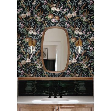 NextWall Vintage Floral 216" x 20.5" Peel and Stick Wallpaper in Onyx, , large