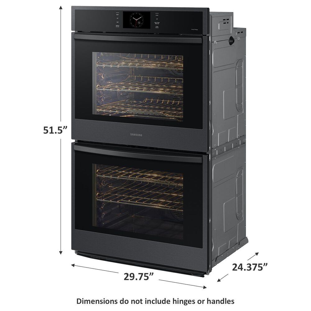 Samsung 30&quot; Double Electric Wall Oven with Convection and Steam Cook in Matte Black Steel, , large