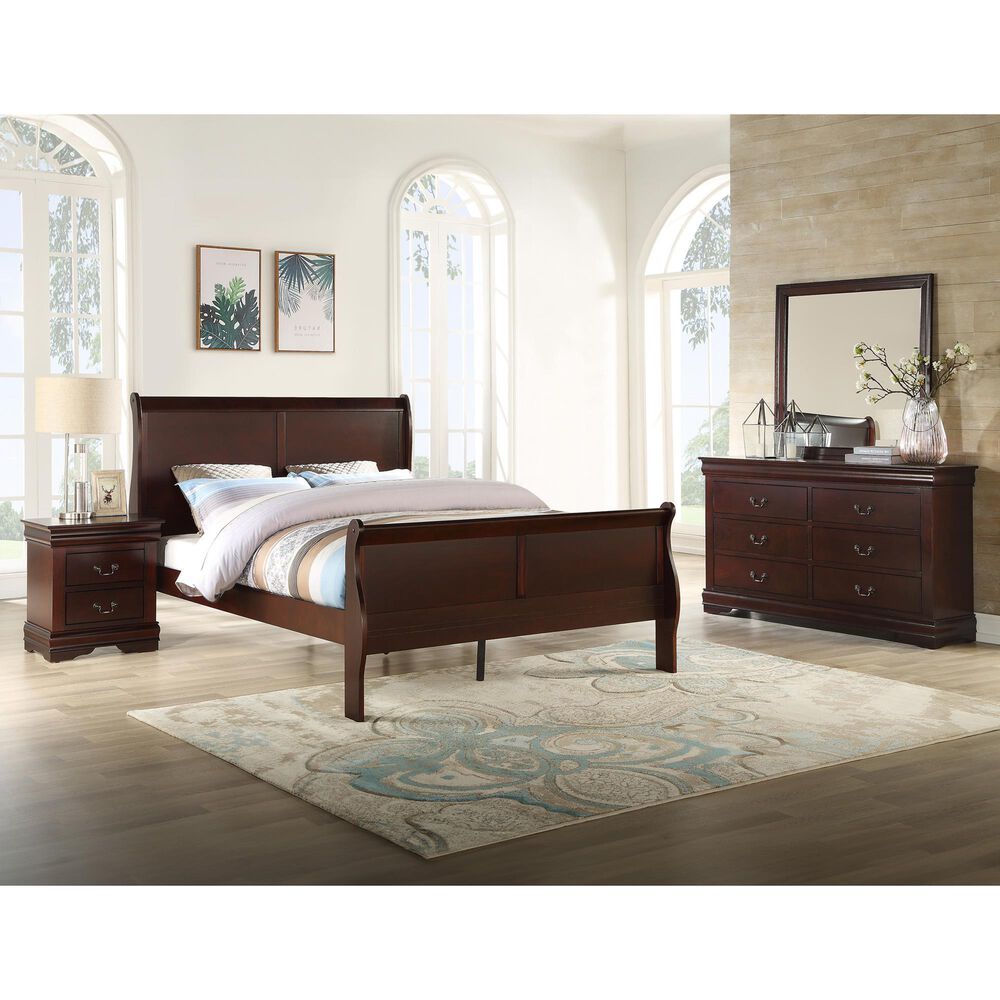 Crown Mark Louis Philip Full Sleigh Bed in Cherry, , large