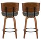 LumiSource Lombardi 26" Swivel Counter Stool with Grey Faux Leather Upholstery in Walnut and Black (Set of 2), , large
