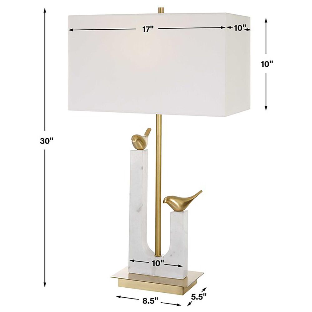 Uttermost Songbirds Table Lamp in White and Brushed Brass, , large