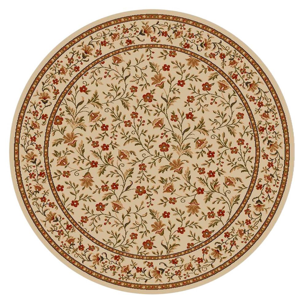 Radici USA Bergamo 1593 8' Round Ivory Area Rug, , large