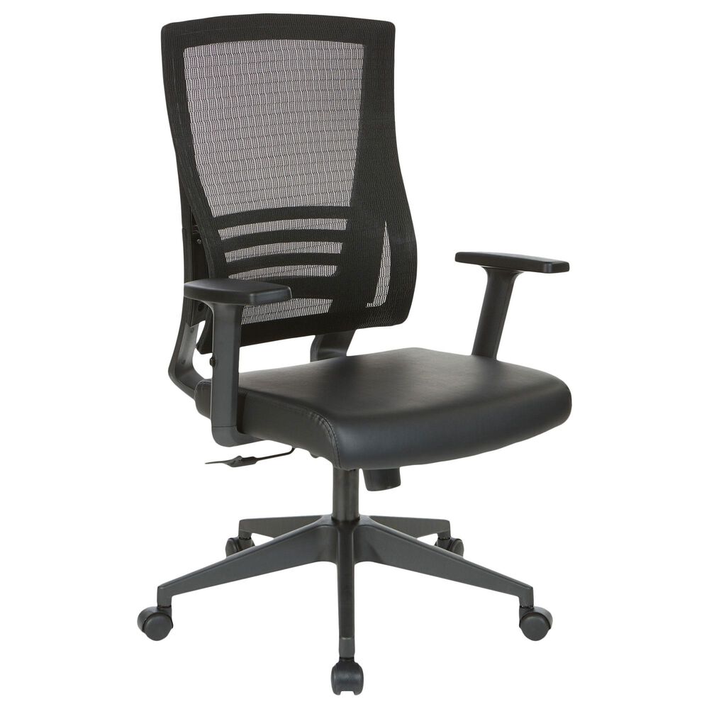 OSP Home Office Chair with Faux Leather Seat in Black, , large