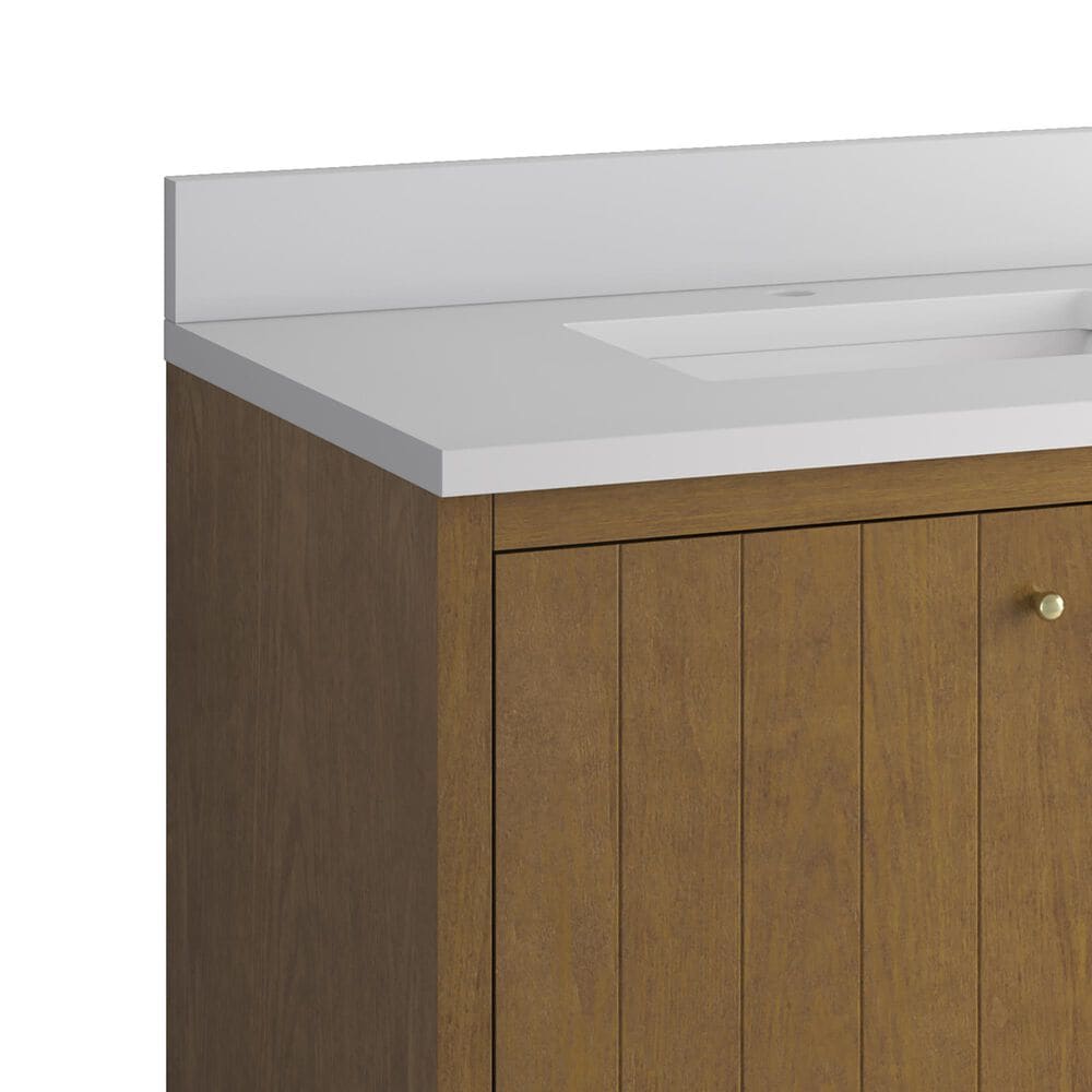 James Martin Hudson 36" Single Bathroom Vanity in Honey Oak with Single Hole 3 cm White Zeus Silestone Top and Rectangular Sink, , large