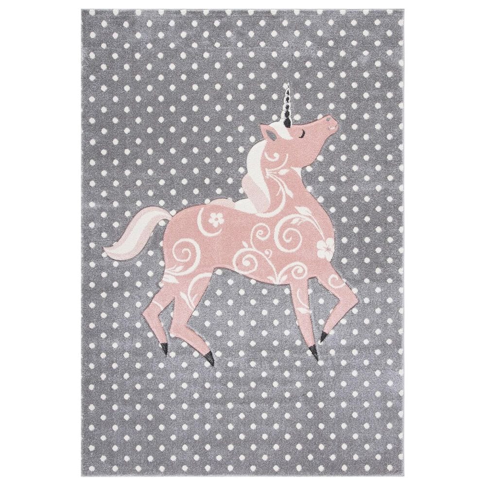 Safavieh Carousel 4" x 6" Grey, Ivory and Pink Kids Area Rug, , large