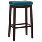 Linon Home Decor Claridge Bar Stool with Blue Cushion in Dark Brown, , large