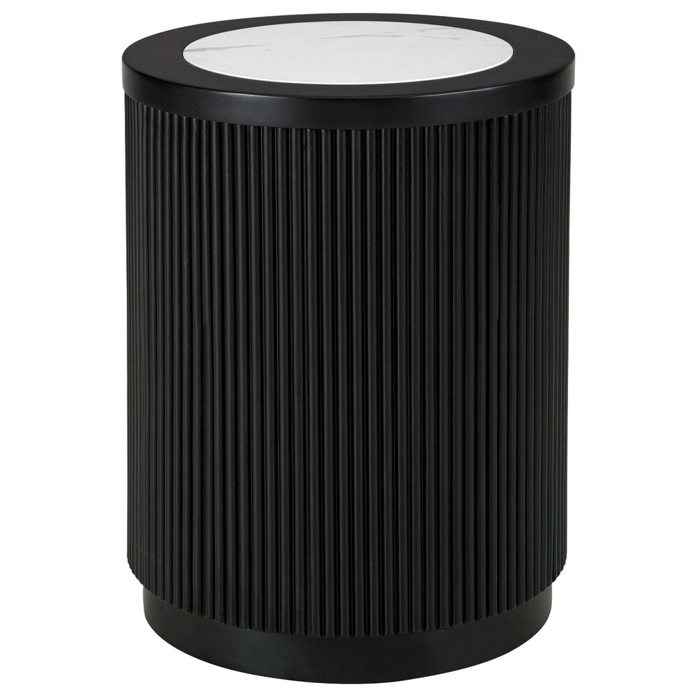 Ashley Grayman Round End Table in Matte Black, , large