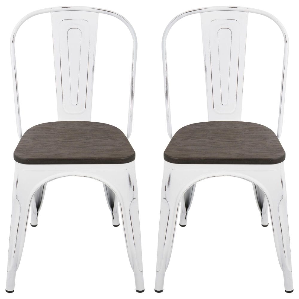 Lumisource Oregon Stackable Dining Chair in Esoressi/Vintage White &#40;Set of 2&#41;, , large