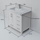 Lexora Home Jacques 36" Left Offset Single Bathroom Vanity in White with 2 cm White Carrara Marble Top and Rectangular Sink, , large
