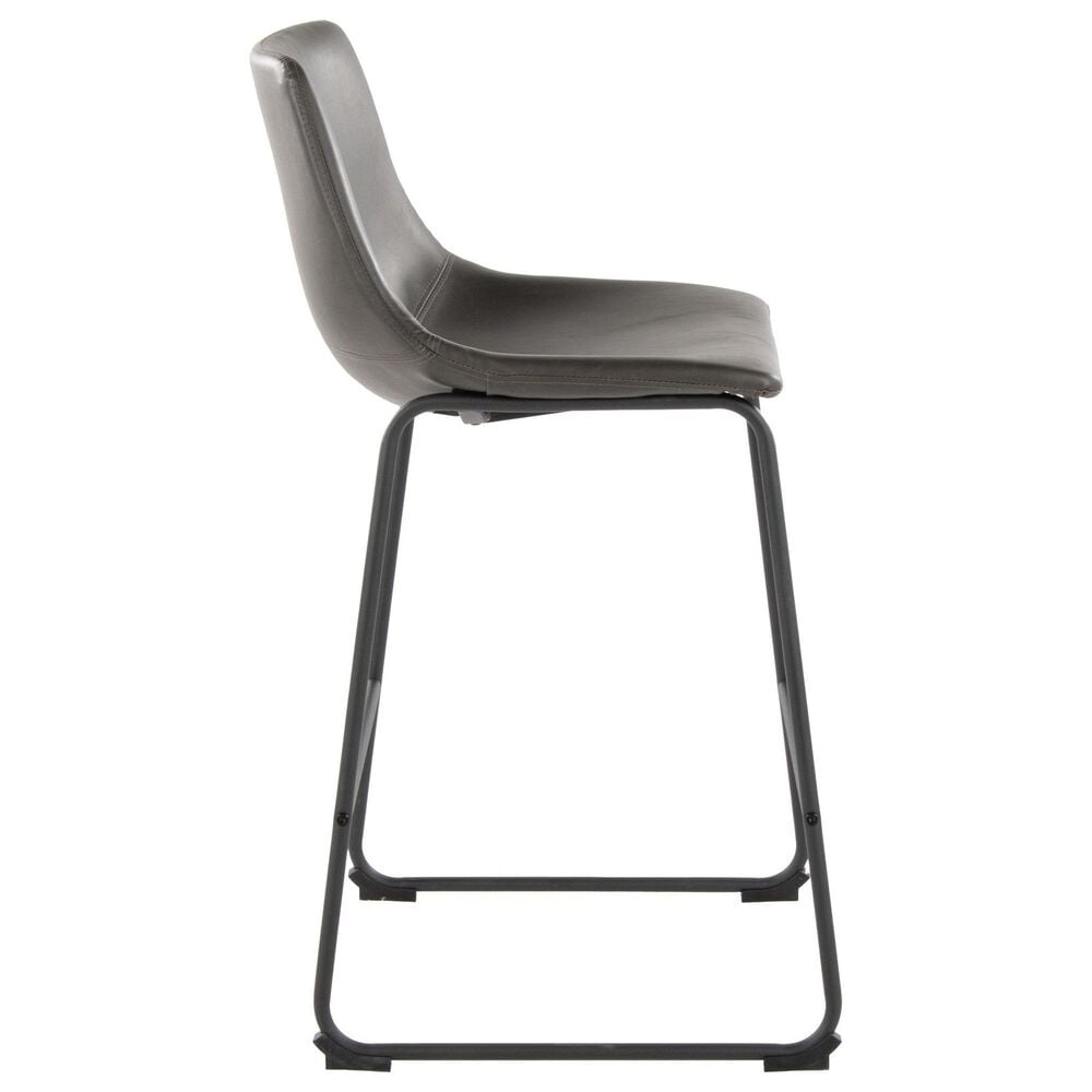 Lumisource Duke Fixed-Height Counter Stool with Grey Cushion in Black, , large