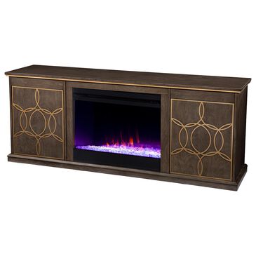 Southern Enterprises Yardlynn Color Changing Fireplace Console with Storage in Brown/Gold, , large