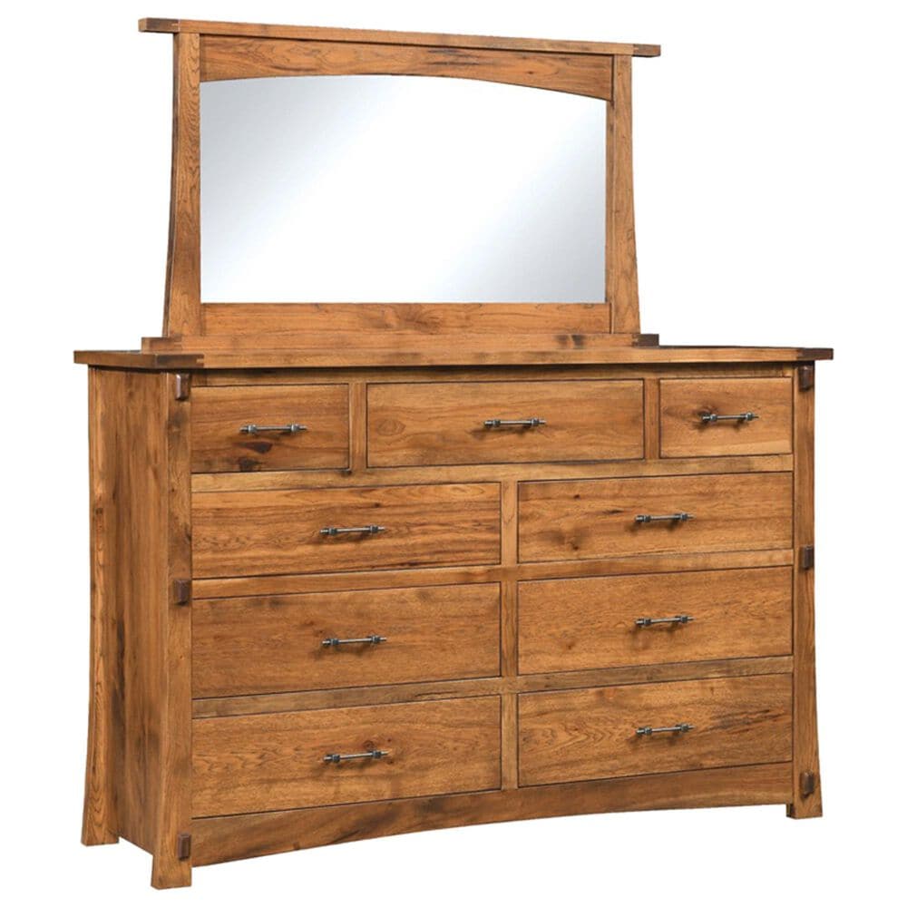 Other Jack and Jill Rectangular Mirror for 9-Drawer Dresser in Rustic Hickory Cappuccino, , large