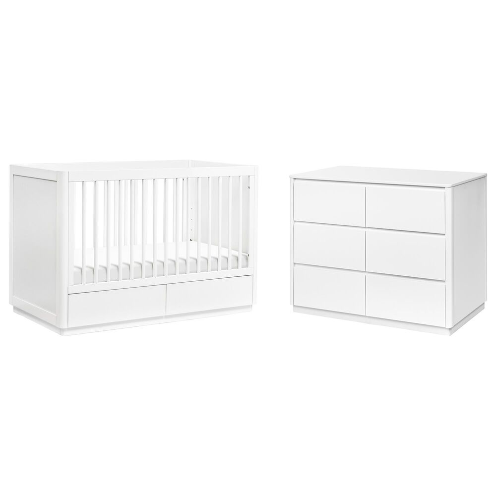 Babyletto Bento 2 Piece Nursery Set with 6 Drawer Changer Dresser in White, , large