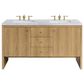 James Martin Vanities Hudson 60" Double Bathroom Vanity in Light Natural Oak with 3 cm Carrara White Marble Top and Rectangular Sinks, , large