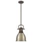 Golden Lighting Duncan 1-Light Small Pendant with Rod and Aged Brass Shade in Rubbed Bronze, , large