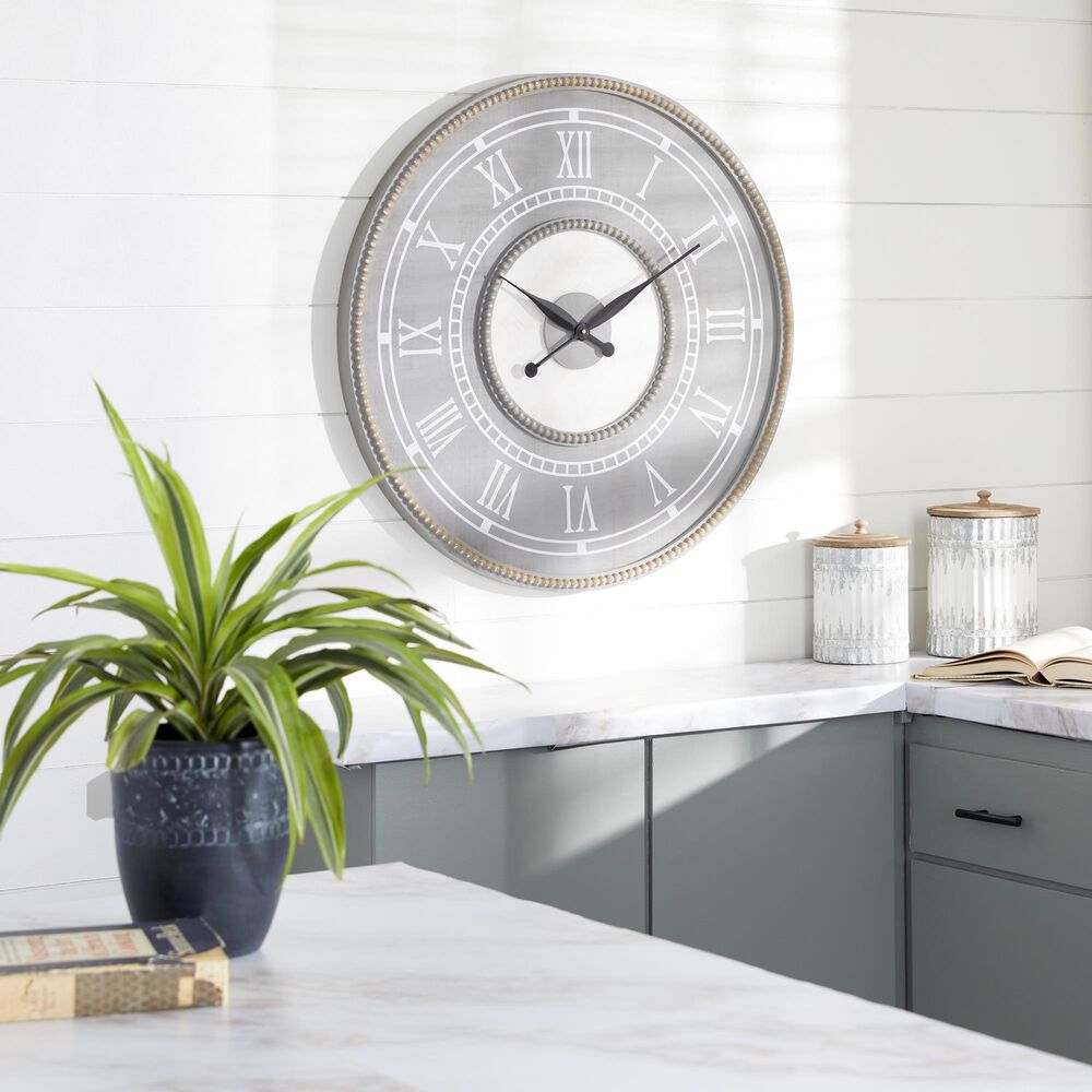 Maple and Jade 30&quot; Wall Clock in Pale Gray, , large