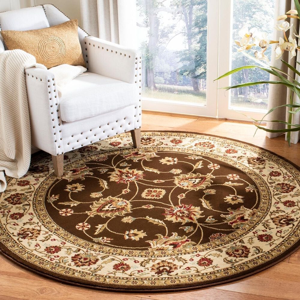 Safavieh Lyndhurst LNH553 5&#39;3&quot; Round Brown and Ivory Area Rug, , large