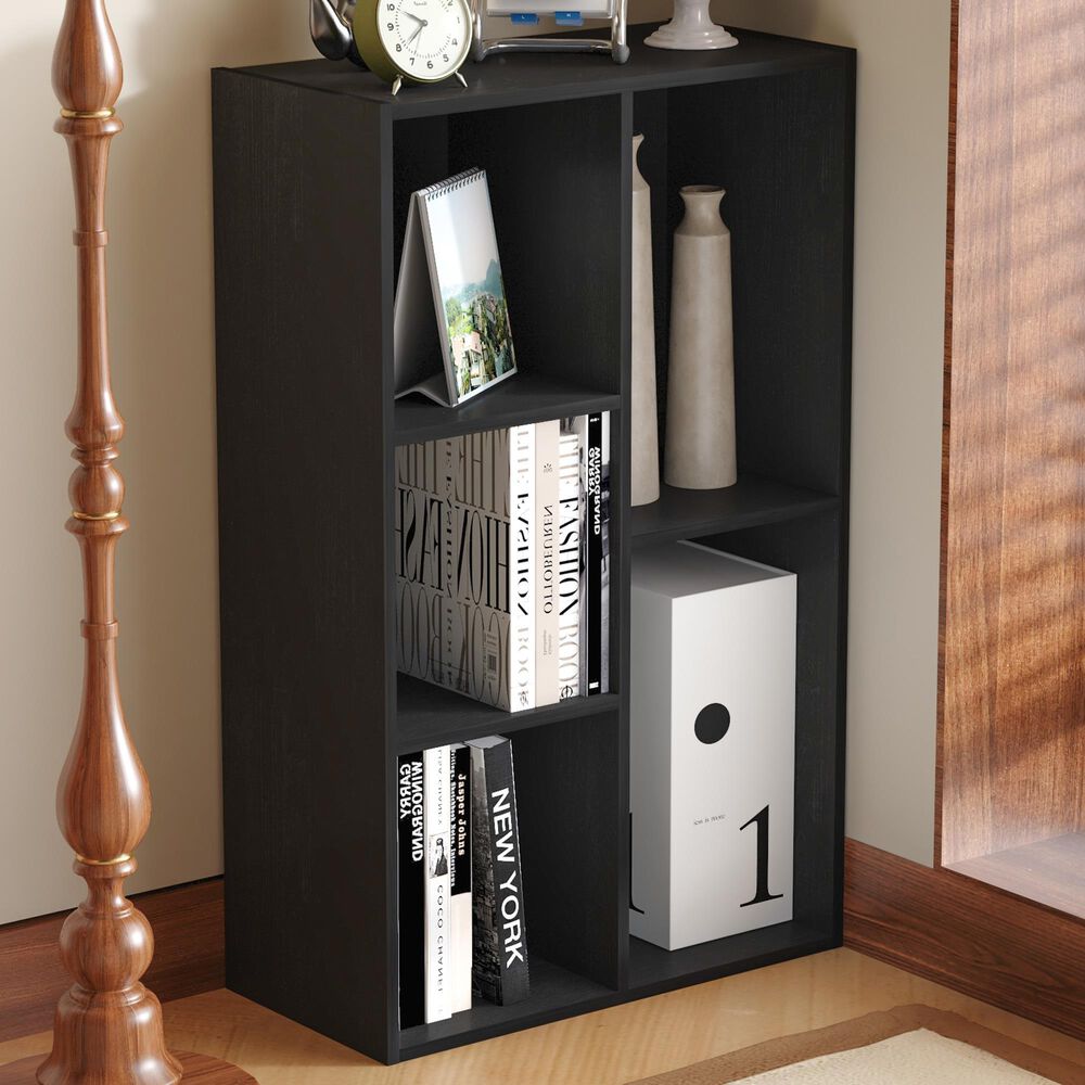 HOMLUX 5-Cube Reversible Storage Bookshelf in Blackwood, , large