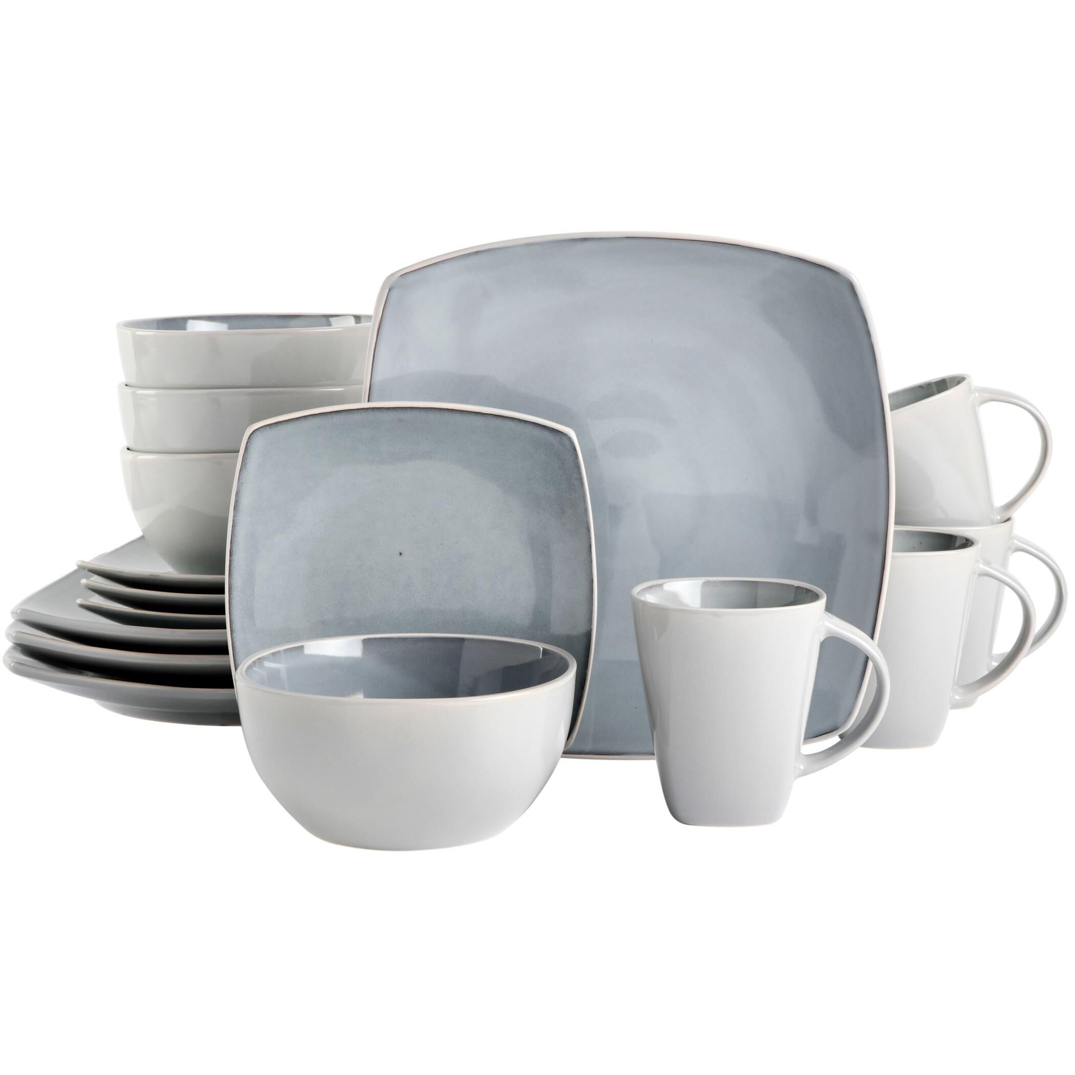 Gibson Elite 16-Piece White Soft Square Dinnerware Set Service for 4 BRAND NEW 