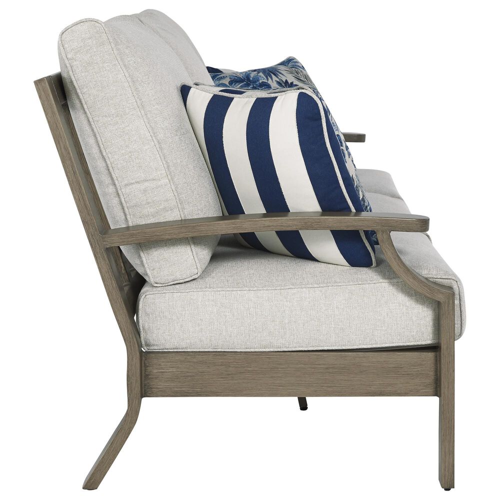 Ashley Rainier Ranch Outdoor Sofa with Beige Cushion in Brown, , large