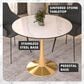 Leisuremod Leisuremod Bristol 35 round dining table Gold base with White Sintered stone Top, , large