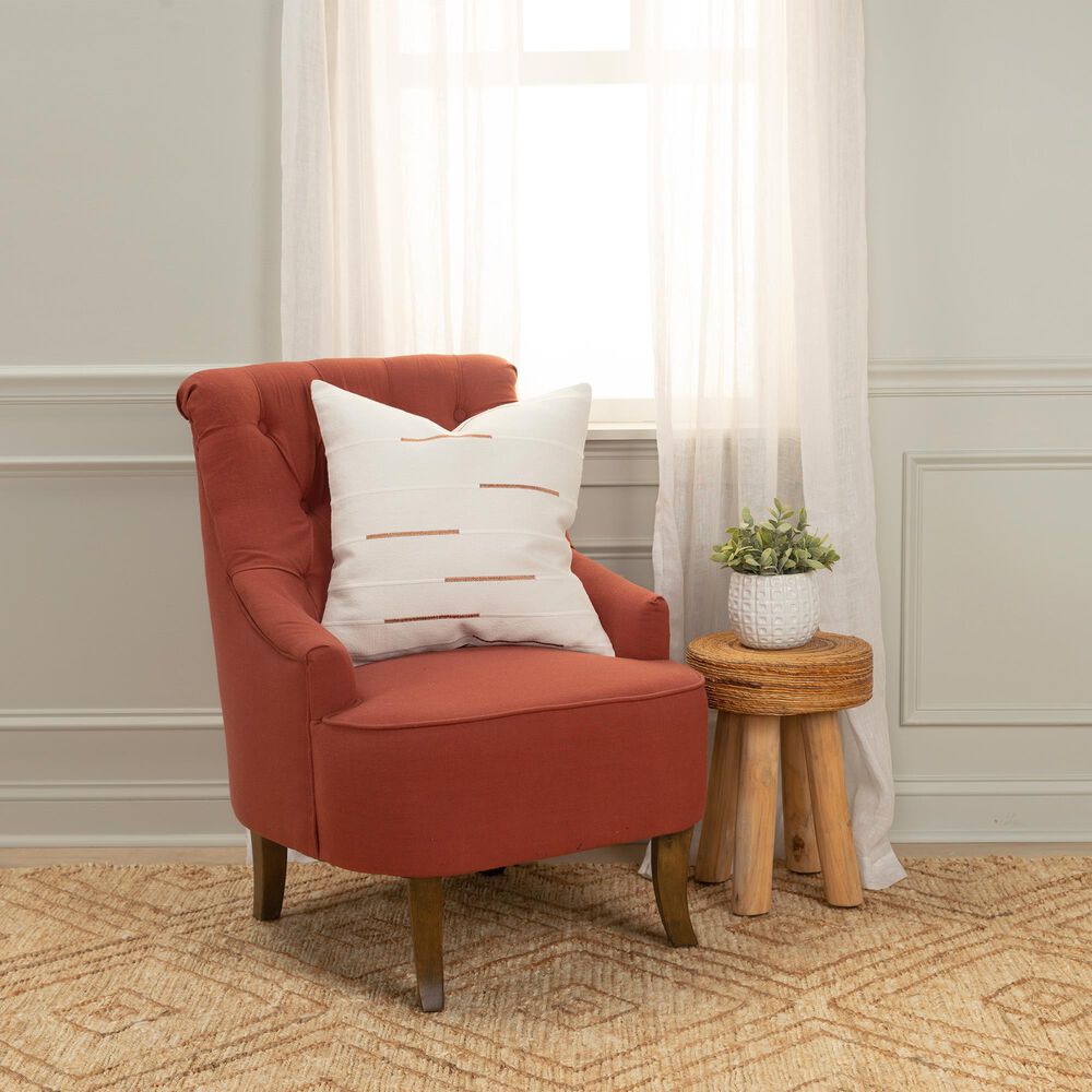 Rizzy Home 20&quot; x 20&quot; Striped Polyester Filled Throw Pillow in Ivory and Brown, , large