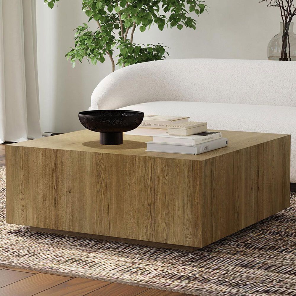 Classic Home Layne Coffee Table with Casters in Light Brown, , large