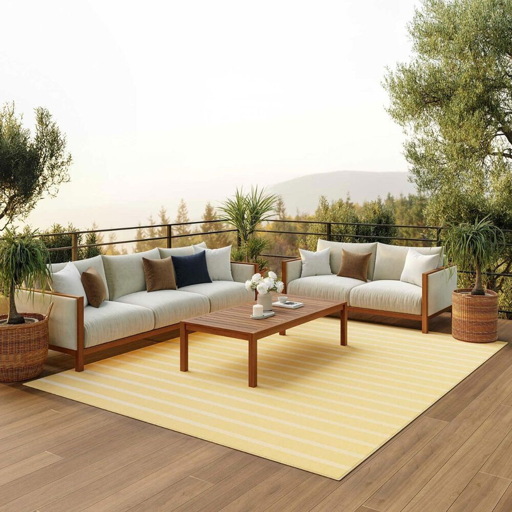 Nourison Positano POS03 Yellow and Ivory 7&#39; x 10&#39; Indoor/Outdoor Area Rug, , large