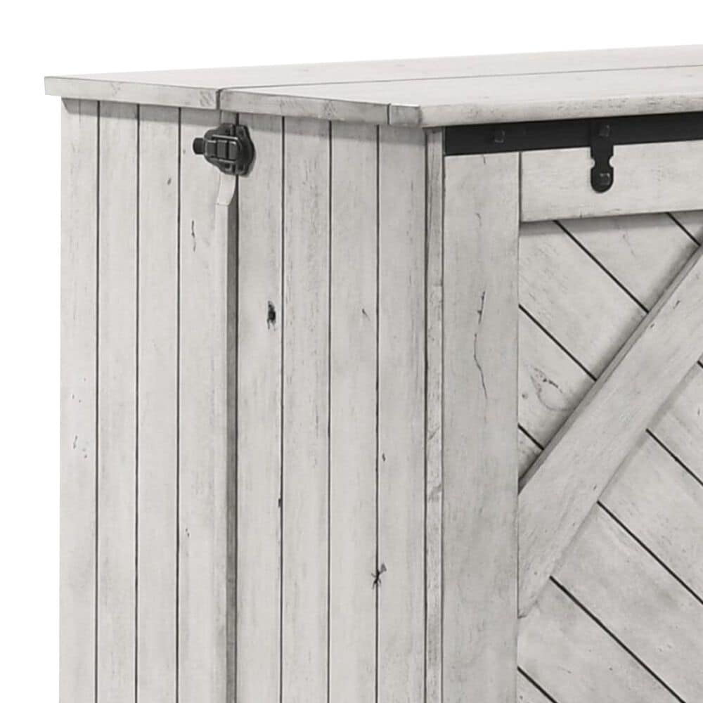 New Day Furniture Ranchero Queen Murphy Cabinet with Mattress in Wildwood Vintage White, , large