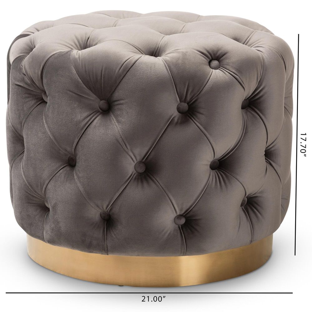 Baxton Studio Valeria Ottoman in Slate Grey, , large