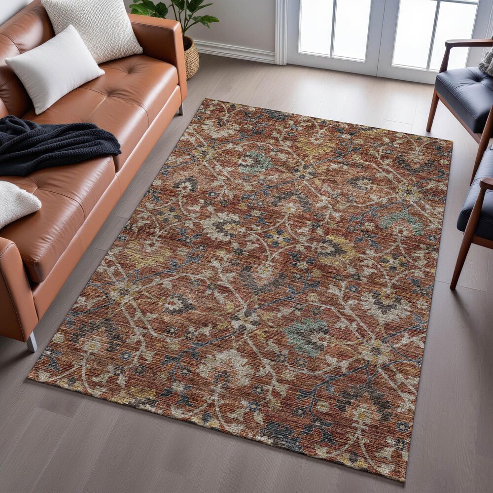 Dalyn Rug Company Silk Road Paprika, Copper, Gold, Sage, Navy and Beige 5&#39; x 7&#39;6&quot; Area Rug, , large